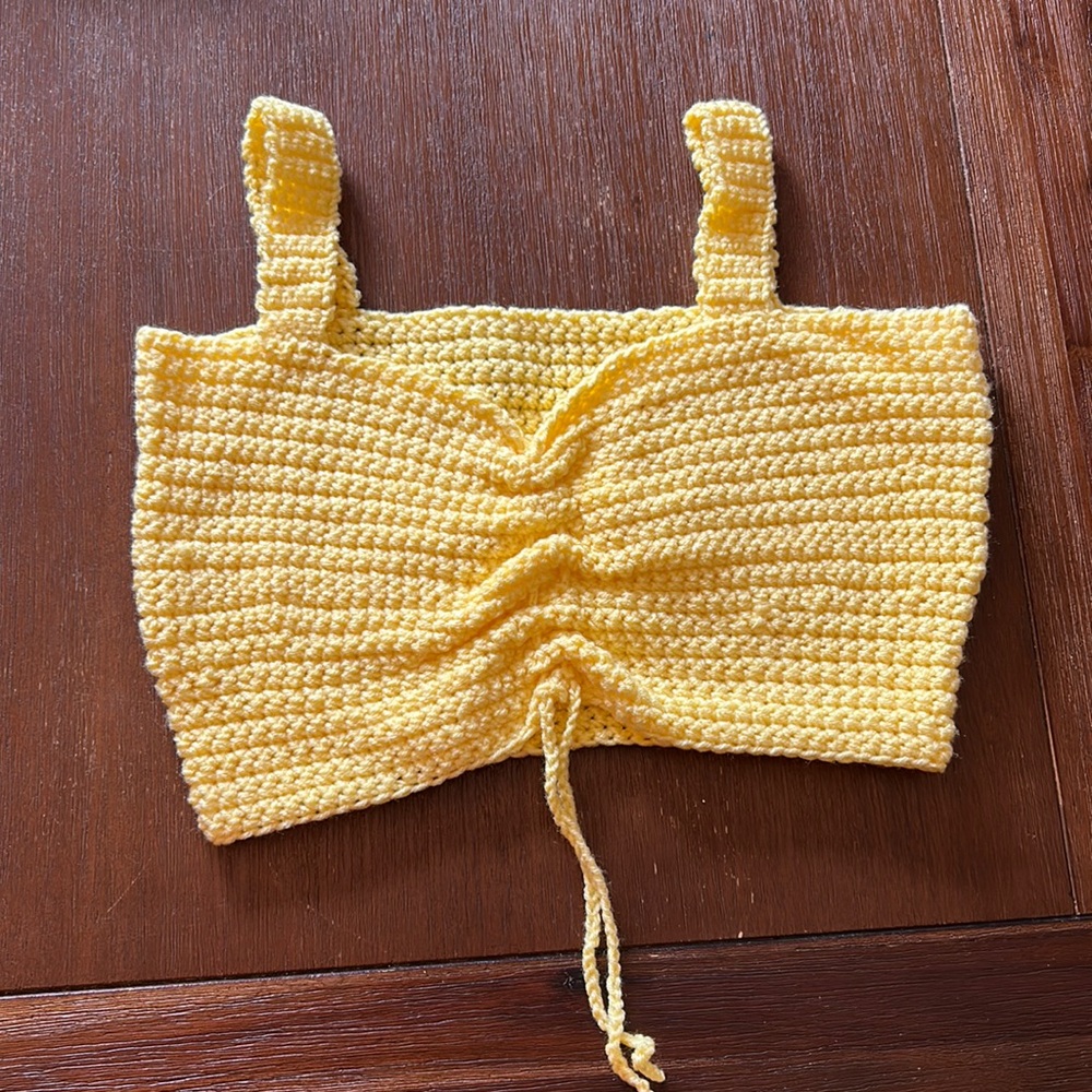 Handmade Crochet Yellow Cinch Tank Top